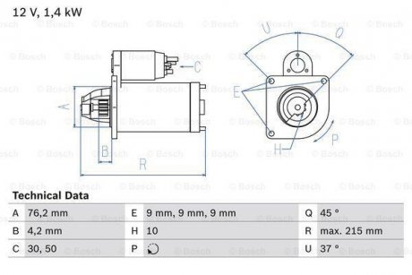 Стартер BOSCH 0986025670 (фото 1)