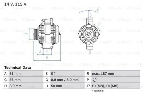 Генератор BOSCH 0986043660 (фото 1)