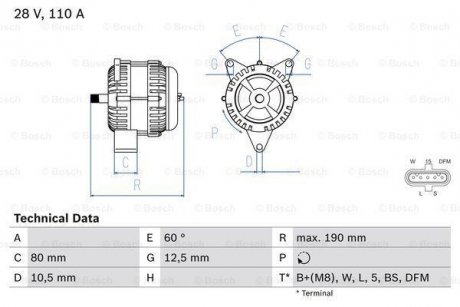 Генератор BOSCH 0986046590 (фото 1)