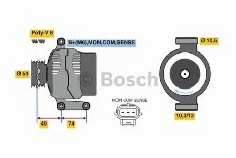 Генератор (14В, 115А, відновлений) FORD FOCUS II, MONDEO III, JAGUAR X-TYPE I 1.8-3.0 10.00-07.11 BOSCH 0 986 049 460