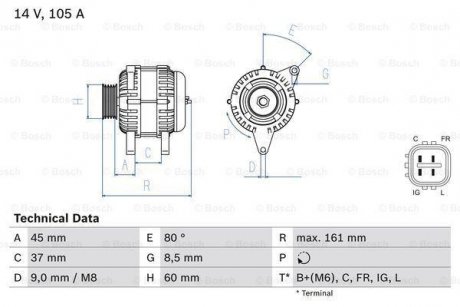 Генератор BOSCH 0986082410 (фото 1)