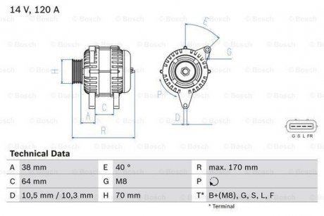 Генератор BOSCH 0 986 082 720 (фото 1)