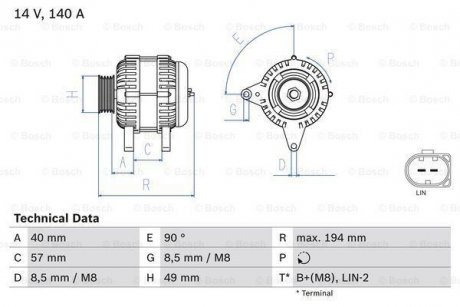 Генератор BOSCH 0 986 083 130 (фото 1)