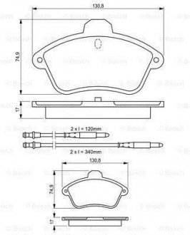 Комплект тормозных колодок, дисковый тормоз BOSCH 0 986 460 957 (фото 1)