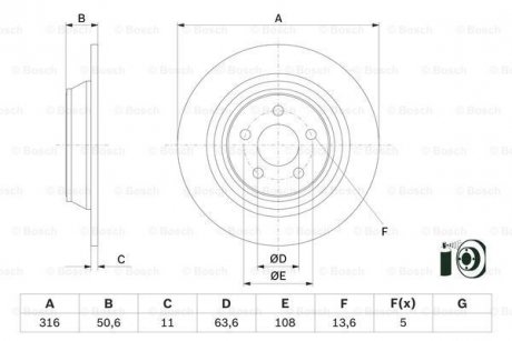 TARCZA HAM. FORD T. KUGA 1,5-2,0 TDCI 14- BOSCH 0986479E82 (фото 1)