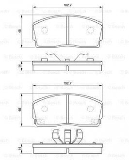 DAIHATSU Колодки тормозные передние CHARADE 87-93 BOSCH 0986493390 (фото 1)