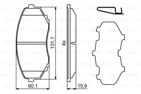 Гальмівні колодки, дискові BOSCH 0986494855 (фото 1)