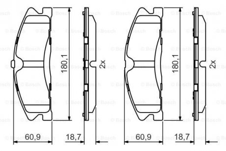 Комплект гальмівних колодок, дискове гальмо 0 986 495 399 BOSCH 0986495399 (фото 1)