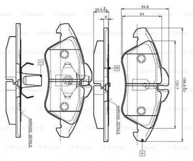 Комплект тормозных колодок, дисковый тормоз BOSCH 0 986 TB2 030 (фото 1)