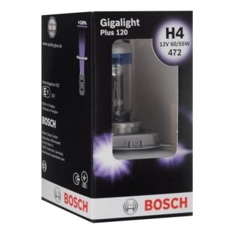 Лампа розжарювання H4 12V 60/55W P43t GigaLight +120 (Blister 1шт) BOSCH 1 987 301 160 (фото 1)