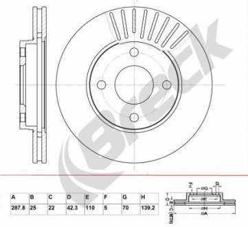 Тормозной диск BRECK BR 338 VA100 (фото 1)