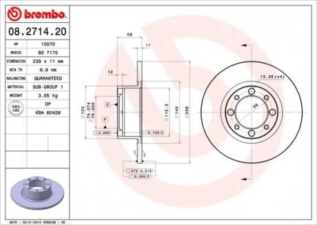 Тормозной диск BREMBO 08271420