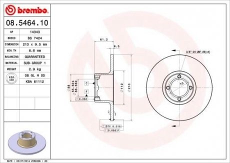 Тормозной диск BREMBO 08.5464.10