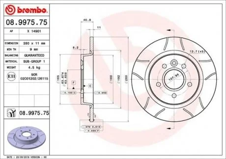 Диск гальмівний TYL MAX BREMBO 08.9975.75