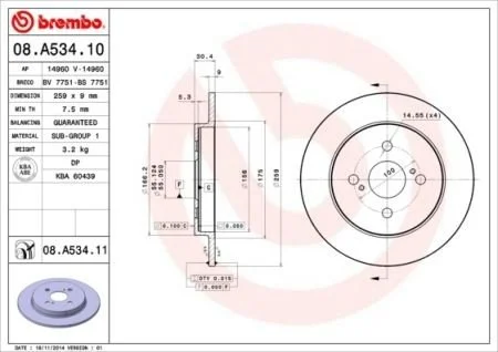 Автодеталь BREMBO 08A53411