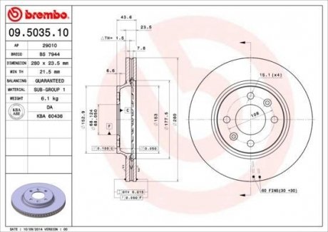 Тормозной диск BREMBO 09503510