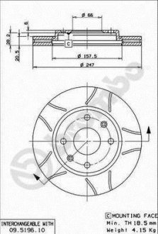 Тормозной диск BREMBO 09.5196.75 (фото 1)