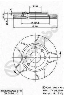 Тормозной диск BREMBO 09.5196.75