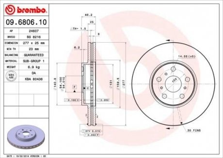 Тормозной диск BREMBO 09680610 (фото 1)
