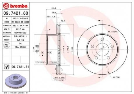 Тормозной диск BREMBO 09742180