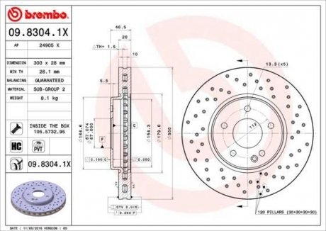 Тормозной диск BREMBO 0983041X (фото 1)