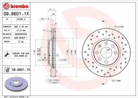 Тормозной диск BREMBO 0986011X