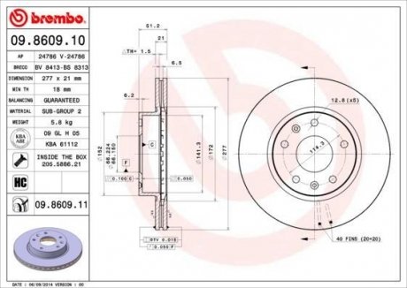 Тормозной диск BREMBO 09.8609.11 (фото 1)