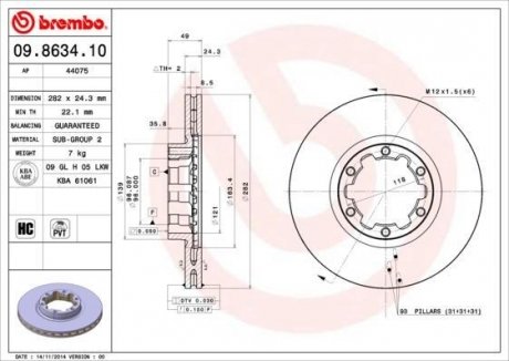 Тормозной диск BREMBO 09863410