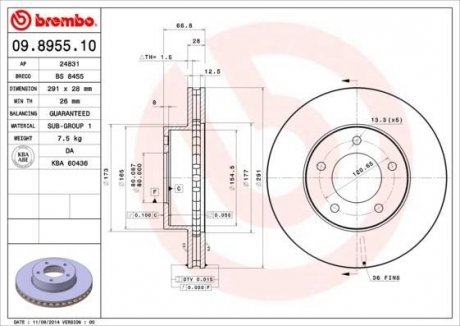 Тормозной диск BREMBO 09.8955.10