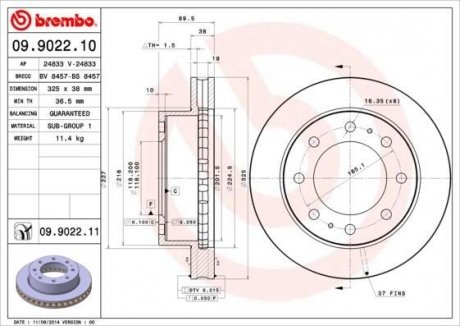 Диск торм. Fr CHE Suburban, Cadilac Deville BREMBO 09902211