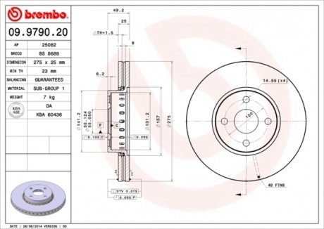 Тормозной диск BREMBO 09.9790.20 (фото 1)