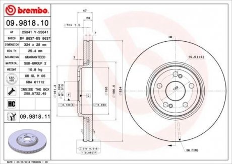 Тормозной диск BREMBO 09.9818.11 (фото 1)