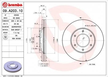 Тормозной диск BREMBO 09.A203.10 (фото 1)