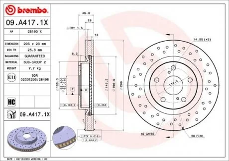 Гальмівні диски BREMBO 09.A417.1X