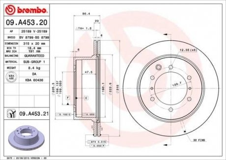 Тормозные диски BREMBO 09.A453.21 (фото 1)
