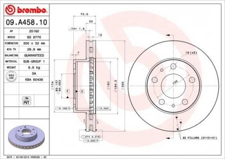 Тормозной диск BREMBO 09.A458.10 (фото 1)
