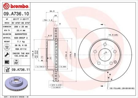 Тормозной диск BREMBO 09.A736.11 (фото 1)
