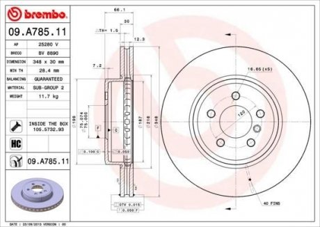 Тормозной диск BREMBO 09A78511 (фото 1)