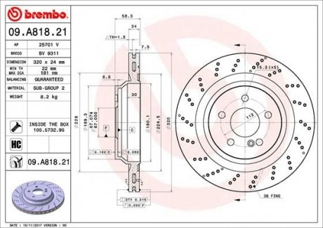 Диск тормозной BREMBO 09A81821