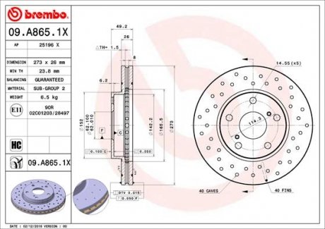Гальмівні диски BREMBO 09A8651X (фото 1)