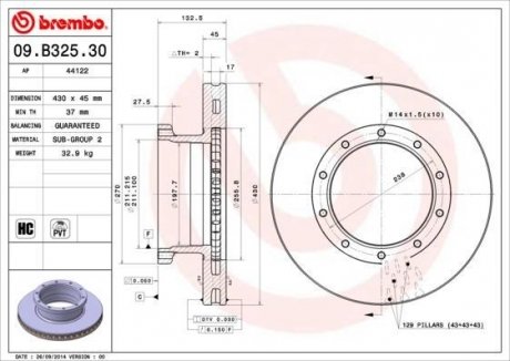 Тормозной диск BREMBO 09.B325.30 (фото 1)