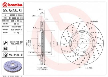 Тормозные диски BREMBO 09.B436.51