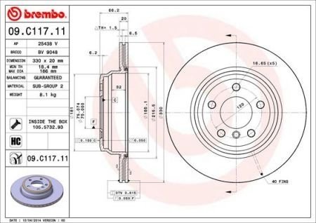 Тормозной диск BREMBO 09C11711 (фото 1)