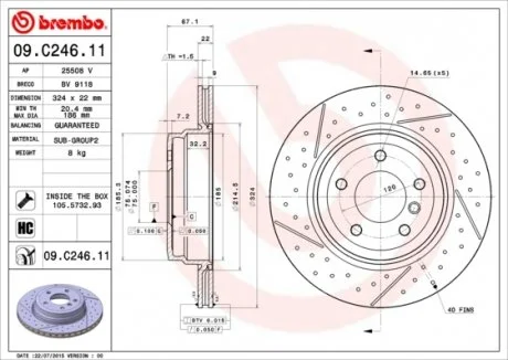 Диск гальмівний BREMBO 09.C246.11