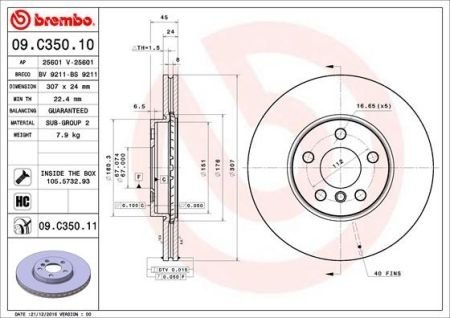 Гальмівний диск BREMBO 09C35011