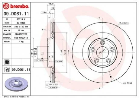 TARCZA HAMULCOWA TYL BREMBO 09.D061.11