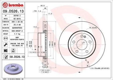 Гальмівний диск BREMBO 09D52613