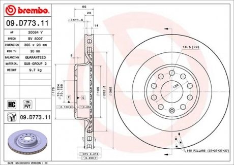 Диск тормозной BREMBO 09D77311