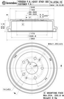 Гальмівний барабан BREMBO 14A15410