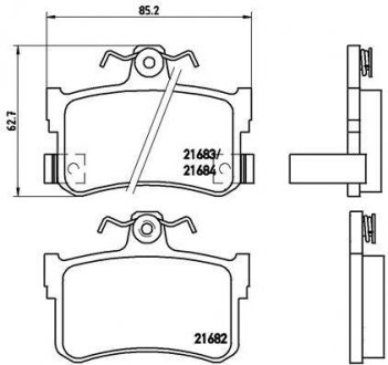 Гальмівні колодки, дискове гальмо (набір) BREMBO P 28 027 (фото 1)